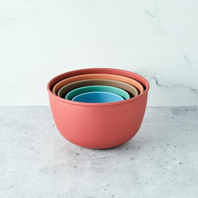 Bamboozle Astrik Mega Baking Bundle| 5 Piece Mixing Bowl Set | Measuring Cups and Spoons | Silicone Lid Set | Cooking and Meal Prep | Dishwasher Safe | Microwave Safe | Desert Bloom