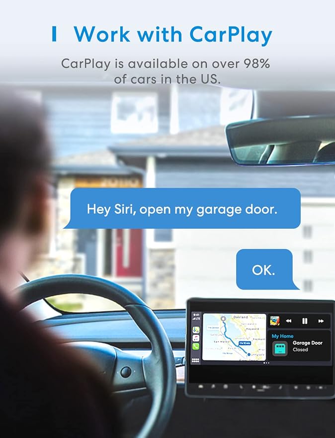 meross Smart Garage Door Opener Remote Work with HomeKit, Alexa and Google | Compatible with SmartThings, CarPlay, Siri, and Android, App and Voice Control, Auto Close, Easy to Install, No Hub Needed