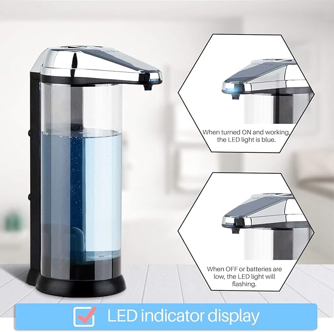 Secura 17oz Automatic Liquid Soap Dispenser, Touchless Battery Operated Hand Soap Dispenser with Adjustable Soap Dispensing Volume Control Dial, Personal Care Dispenser (Chrome-2Pcs)