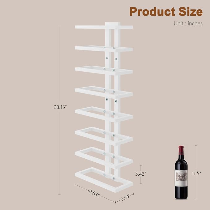 Hoctieon 3-Set 8 Tier Wall Mount Wine Rack (24 Tiers), Wall Racks for Wine Bottles Display and Storage, Hanging Bottle Organizer for Living Room, Dining Room, Wine Cellar, Bar, White