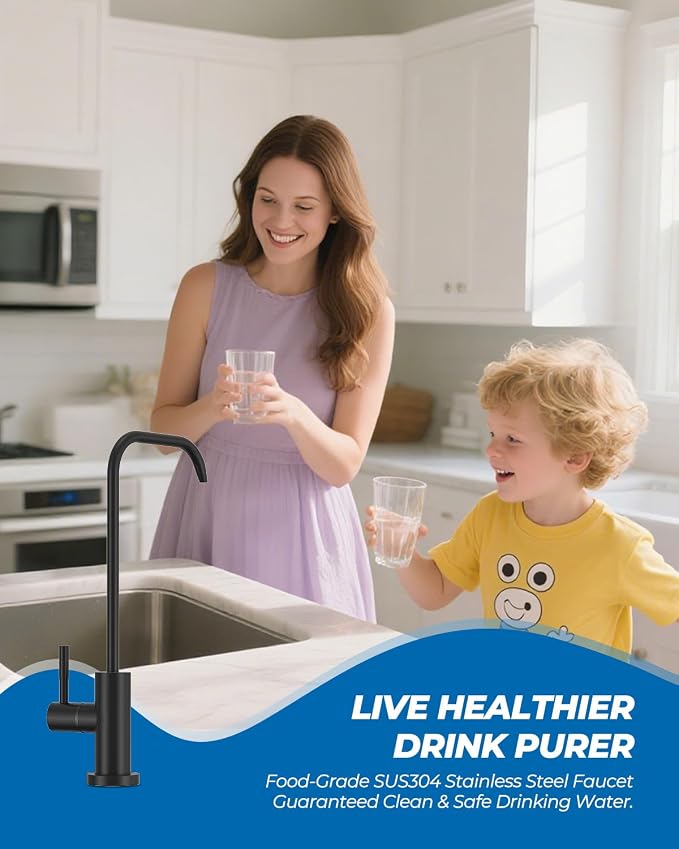 WEWE Drinking Water Faucet, Lead-Free Kitchen Water Filter Faucet for Reverse Osmosis or Water Filtration System, RO Faucet, Matte Black