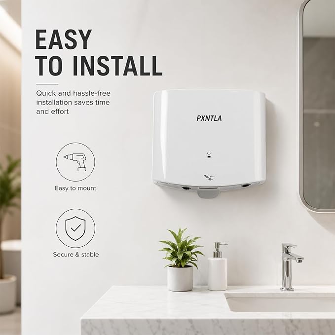 Hand Dryer, 12-15 Seconds Fast Dry Hands, 100-130V Voltage, Bottom Hot & Cold Air Switch, IPX1 Waterproof & 60s Overheat Protection