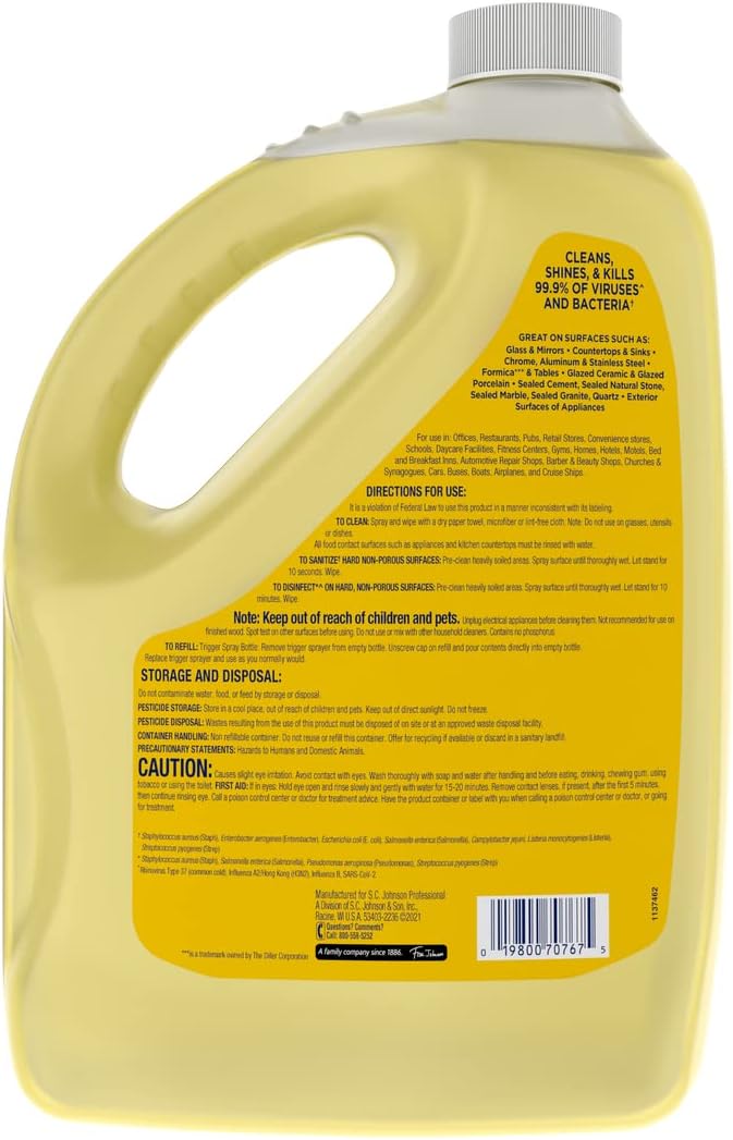 SC Johnson Professional Windex Disinfectant and Multi-Surface 1 Gallon (Pack of 4)