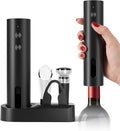 Rechargeable 5-in-1 Electric Wine Opener Set, Cordless Automatic Wine Bottle Opener with Foil Cutter, Aerator Pourer, Vacuum Stopper & Storage Base, Ideal for Home Bar, Party, Wedding Gifts