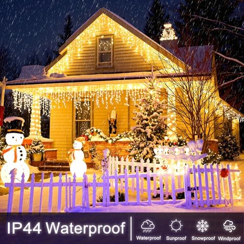 Icicle Lights for Outside 66FT 640 LED Warm White Christmas Lights Outdoor