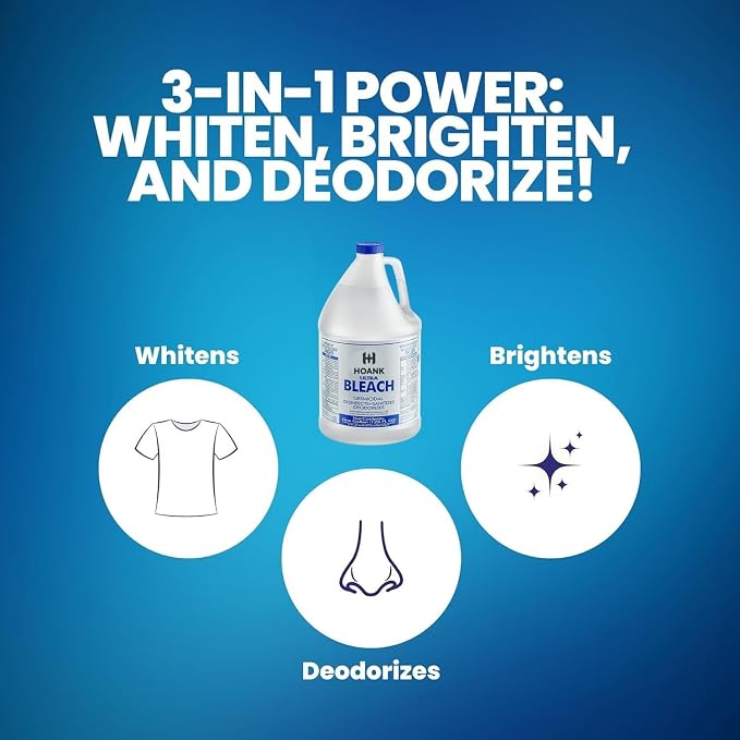 (6 Gallons) - Bulk Liquid Chlorine Bleach, for Laundry, Household and Commercial Cleaning, Multipurpose Cleaner, 1 Gallon Jugs. Ready to Use - Wholesale Bulk