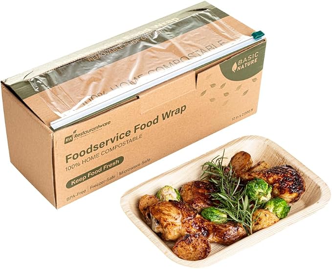 Restaurantware Basic Nature 12" x 2000' Food Wrap 1 Microwavable Cling Wrap - With Built-In Slide Cutter Freezable Clear Plastic Kitchen Food Wrap Durable For Restaurant Cafes And Delis