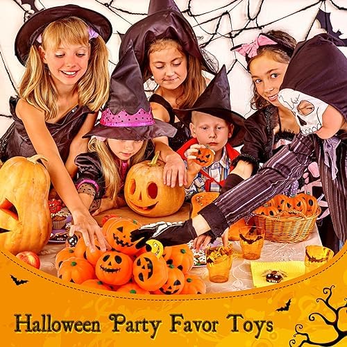 Leyndo 50 Pcs Halloween Pumpkin Stress Balls Halloween Goodie Bag Stuffers