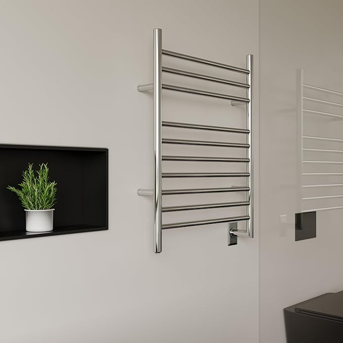 HEATGENE Towel Warmer Wall-Mounted Hardwired Heated Towel Rack Hot Towel Bar Mirror Polish