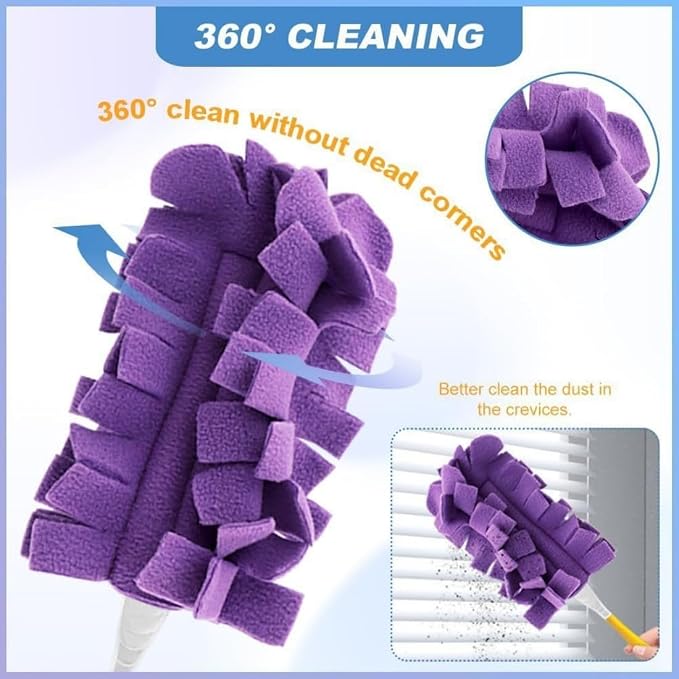 Reusable Chenille Microfiber Dust Duster, 2026 New Reusable Duster with Removable Washable Cloth Covers, Washable Microfiber Mop Pads for Cleaning Ceiling, Fan Hardwoods Window Kitchen Floor (1 Set)