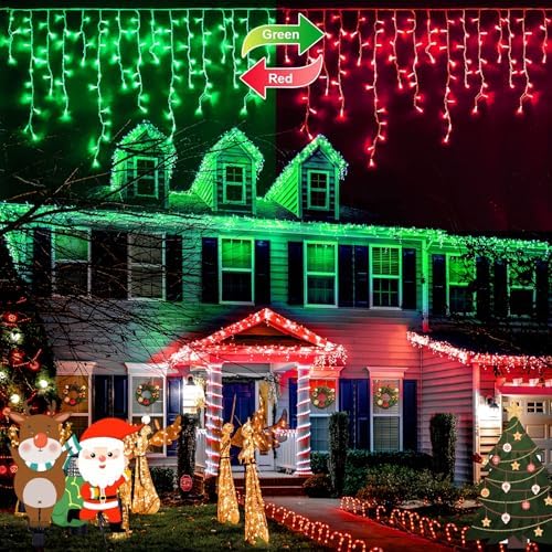 JMEXSUSS Color Changing Icicle Lights for Outside, 11 Modes 400 LED