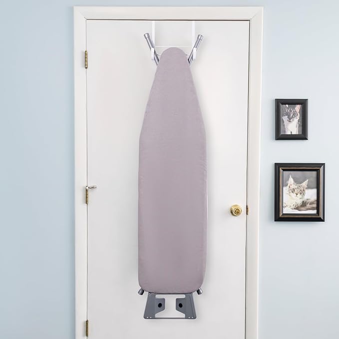 Ironing Board Full Size; Made in USA by Seymour Home Products (Light Grey). Includes Iron Rest, Cover & Pad | All-Steel Frame, 4 Heavy Duty Legs for Extra Support | Diamond Cut Mesh Top; Steam Flow