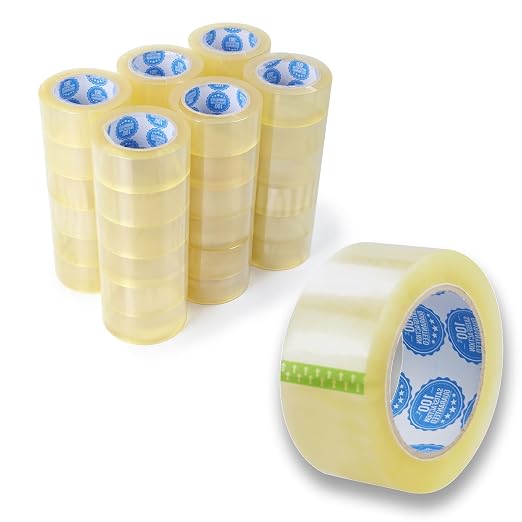 3-Inch Clear Packing Tape 24 Rolls (55 Yards, 2.0 Mil) | Industrial Heavy-Duty Sealing Tape for Warehouse, Fulfillment, Pallets & Shipping | Ultra Strong Adhesion | Fits 3-Inch Tape Dispensers