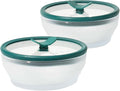 Anyday 2-Pack 2-Cup Glass Food Storage Set (Kale) | Plastic-Free Frosted Meal Prep Bowls, Stackable Airtight Container with Vented Silicone Lid for Microwave-Safe Reheating