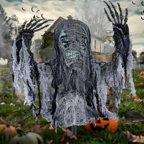 Talking Zombie Groundbreaker Halloween Animatronic with Red Eyes