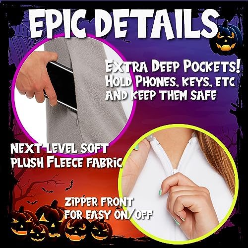Funziez! Slim Fit Adult Onesie - Animal Costume - Plush Unisex Halloween One Piece Cosplay Suit for Women and Men