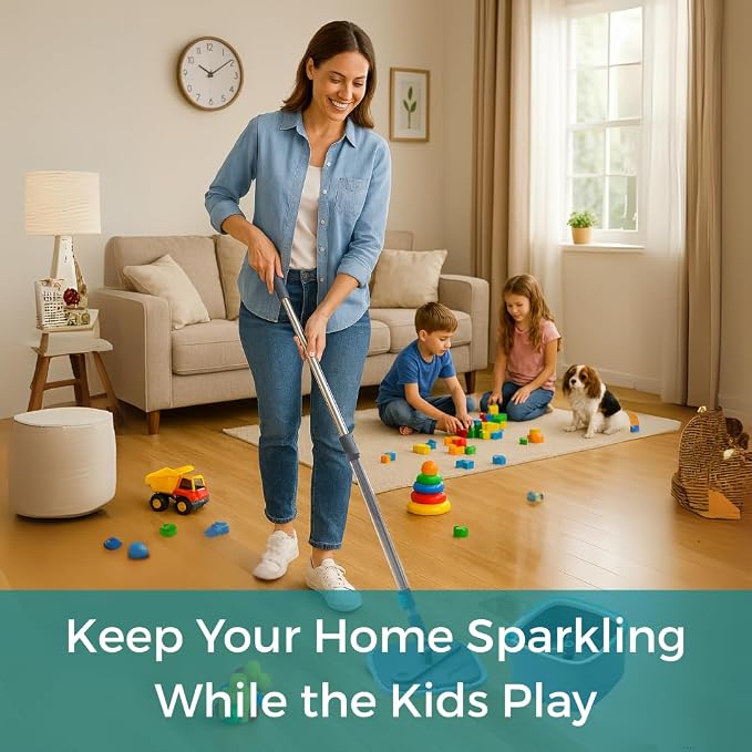 True & Tidy Square Spin Mop & Bucket System w/ 2pc Machine Washable Pads
