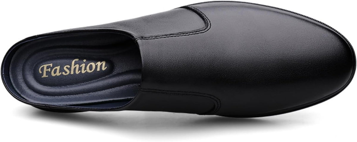 Men'S Leather Slippers Without Heel Straps Soft And Breathable Comfortable Hand-Sewn Casual Round-Toe Shoes Anti-Slip Sole Suitable For Daily Use Outdoor Activities Home Use Shopping