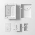 in Wall Cable Management Kit,TV Cable Hider Wall Kit with Brush Wall Plate and 9.8FT Cord,2 AC Outlets,Recessed Outlet Box for Wall Mount TV Home Theater Setups Cords Organizer