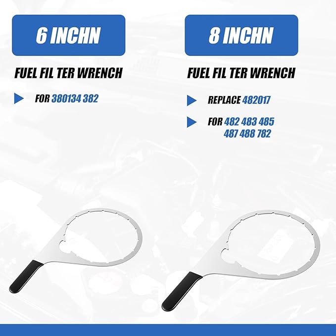 4 Pcs 4.6'', 5'', 6'', 8'' Fuel Filter Wrench Set, Compatible with Various Fuel Filter Size Include Water Separator, Engines