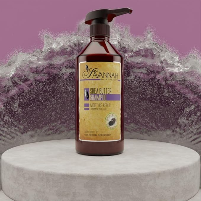 Savannah Hair Therapy Shampoo with Shea Butter & Keratin – Moisturizing, Sulfate-Free Cleanser for Dry, Damaged or Color-Treated Hair – Professional Salon Formula 500 ml (16.9 oz)