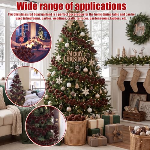 2 Pcs 9 ft Brown Velvet Christmas Ball Ornament Garland