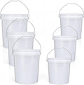 5 Gallon & 2.5 Gallon Plastic Bucket Set with Handle (6 Pack), Water Bucket for Household Cleaning, Car Wash, Plastic Container for Gardening Outdoor Paint Kitchen Storage, DIY Gift, White