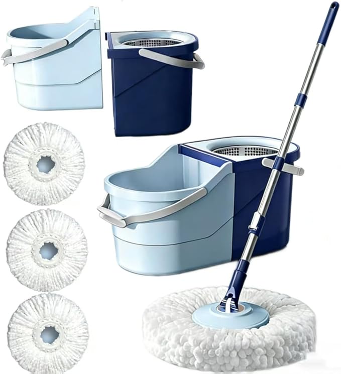 360° Spin Mop & Bucket System with 4 Microfiber Mop Pads | Detachable 2-in-1 Bucket, Efficient Floor Cleaning, For All Hard Floors