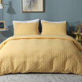 AveLom Yellow Duvet Cover King (104 x 90 inches), 3 Pieces (1 Duvet Cover + 2 Pillow Cases), Seersucker Textured Ultra Soft Washed Microfiber, Textured Duvet Cover with Zipper Closure, Corner Ties