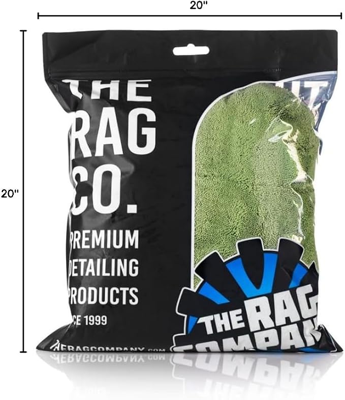 The Rag Company, The Liquid8r M22, Absorbent 70/30 Blend Microfiber Drying Towel for Cars, Trucks, and SUVs, Safe for Detailing, Scratch-Free, Twist Loop, 2200 GSM, 20x20 Inches, Camo