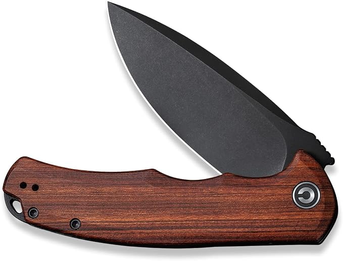 CIVIVI Praxis Folding Pocket Knife, 3.75" Blade Wood Handle C803H | Full-size, Smooth Action, Comfortable Grip, Liner Lock, Deep Carry Reversible Clip for EDC
