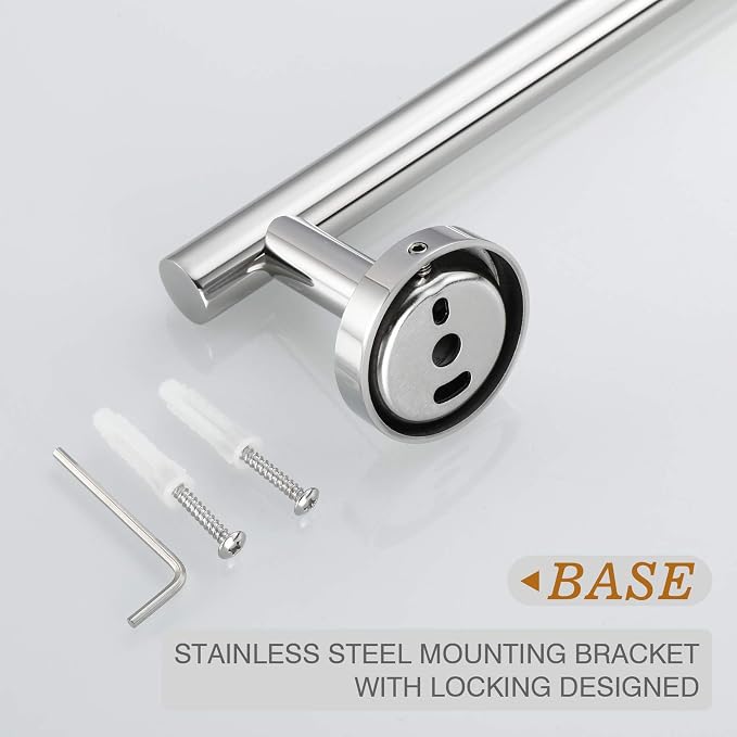USHOWER Polished Chrome Bathroom Accessories Set, 18-Inch Towel Bar Set Wall Mounted, Durable SUS304 Stainless Steel Bathroom Hardware Set, 4-Piece