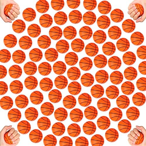 Leitee 120 Pcs Mini Basketball Soft Foam Stress Balls Small Squeeze Basketball Toys 1.6 inch Bouncy Ball for Anxiety Stress Relief Party Favor Decoration School Reward Present Game