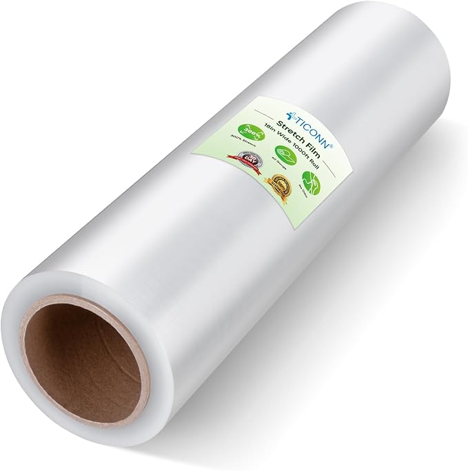 TICONN 1Pk Stretch Wrap Stretch Film Roll, 1000ft Industrial Strength 18 inch Wide Clear Plastic Wrap for Pallet Wrapping Shipping Moving (No Handle)