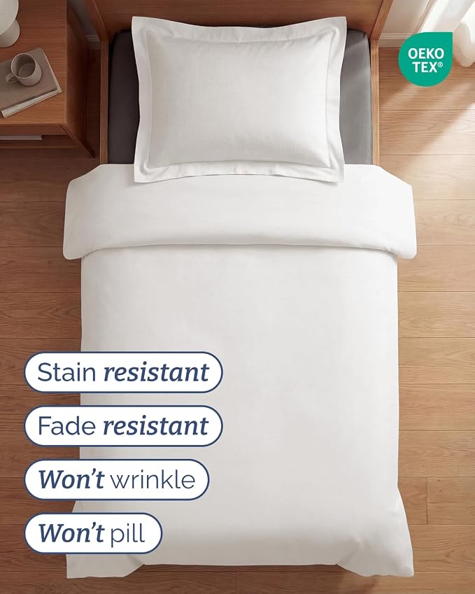 Duvet Cover Twin/Twin XL Size Set - Extra Soft Twin/Twin XL Duvet Cover 68" x 90" with 1 Pillow Sham for Women, Men, Kids & Teens - Easy-Care & Fade Free with Zipper Closures & Ties (Antique White)
