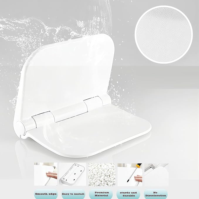 Folding Stool is Made of Beech Wood and can Withstand 400 pounds. The Surface is Coated with Walnut Paint and Polished. Used for Changing Shoes, Showering, Folding Bedside Table (Waterproof PU)