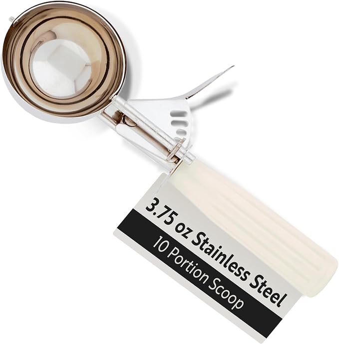 Restaurantware 3 Ounce Portion Scoop, 1 Trigger Release Stainless Steel Cookie Scoop - With Ivory Handle, Stainless Steel Disher, For Portion Control, Cookie Dough, Cupcake Batter, Or Ice Cream