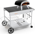 Pizza Oven Table for Ooni, Ninja and Blackstone | Thickened rolling kitchen stand with wider prep space for Koda, Karu, Fyra, griddles and BBQ tools