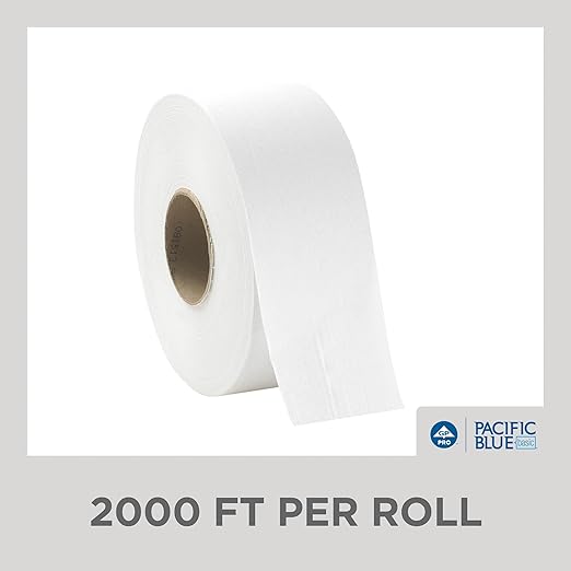 Georgia-Pacific Pacific Blue Basic 1-Ply Jumbo Jr. 9'' Toilet Paper by GP PRO (GEORGIA-PACIFIC), 13718, 2,000 Linear Feet Per Roll, 8 Rolls Per Case