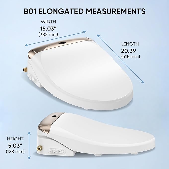 LEIVI Electric Bidet Toilet Seat with Wireless Remote and Side Panel, Multiple Spray Modes, Adjustable Heated Seat, Warm Water and Air Dryer, Auto LED Nightlight, Elongated