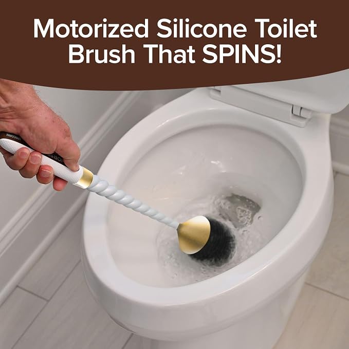 Horsepower Unicorn Gold Edition Electric Toilet Brush – Extra-Long Run Time Motorized Power, 360° Flexible Silicone Bristles, Rechargeable for Effortless Deep Cleaning