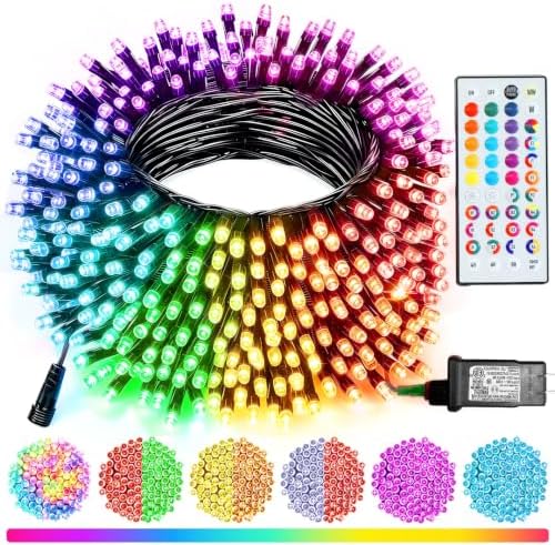 Pooqla 200 LED Color Changing Christmas String Lights with Remote, 66 ft