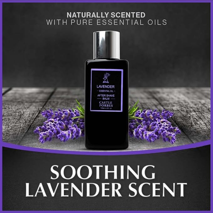 Castle Forbes Lavender Aftershave Balm For Men, 5 fl.oz. | Moisturizing After Shave Lotion w/Essential Oils | Soothing & Refreshing Face Balm | Alcohol Free Post Shave Skincare For All Skin Types