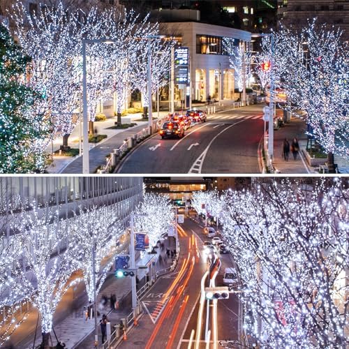 Solar String Lights Outdoor 2Pack 500LED 180FT Christmas Lights Cool White