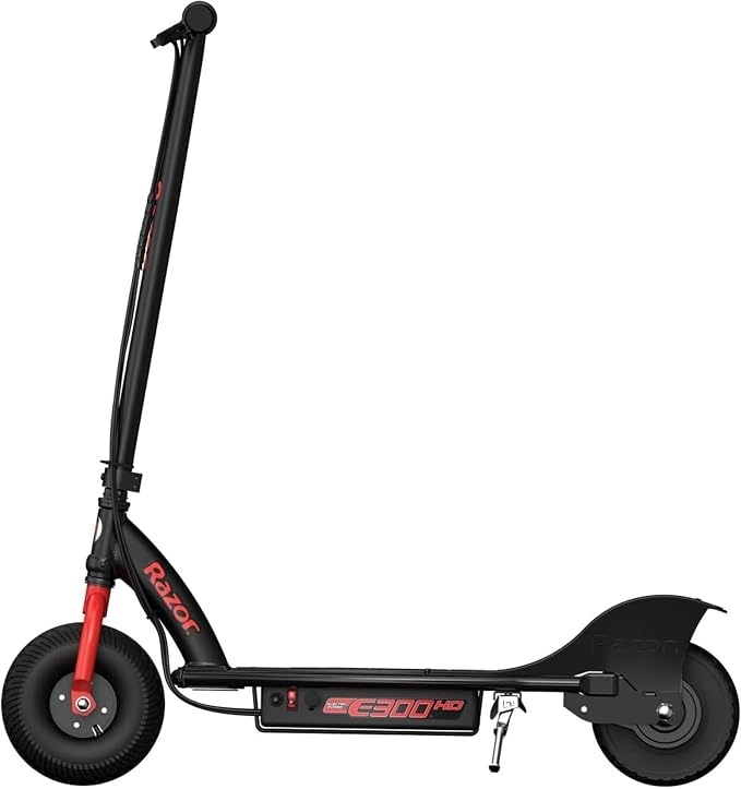 Razor E300 HD Electric Scooter for Teens & Adults - 15 MPH High-Torque Motor, 40 Min Ride Time, 220 lbs Max Weight, 9” Pneumatic Tires, Steel Frame
