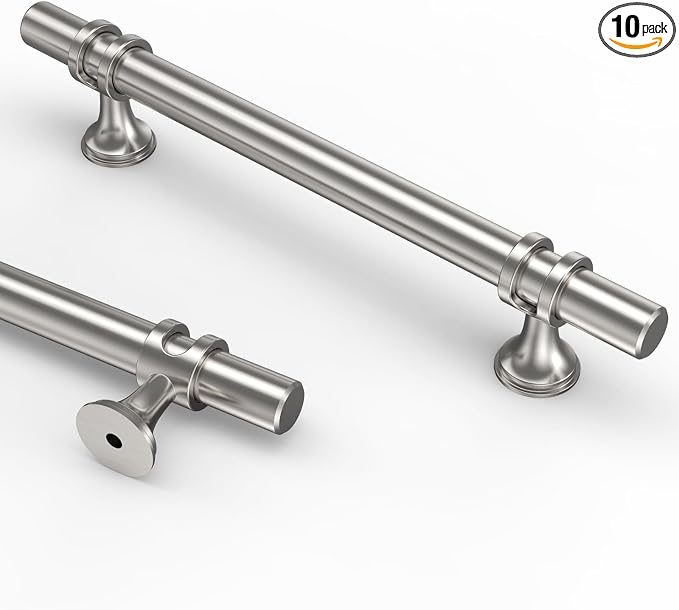 Asidrama 10 Pack 5 Inch(128mm) Brushed Satin Nickel Kitchen Cabinet Handles, Cabinet Pulls Kitchen Cabinet Hardware Cupboard Handles Drawer Pulls