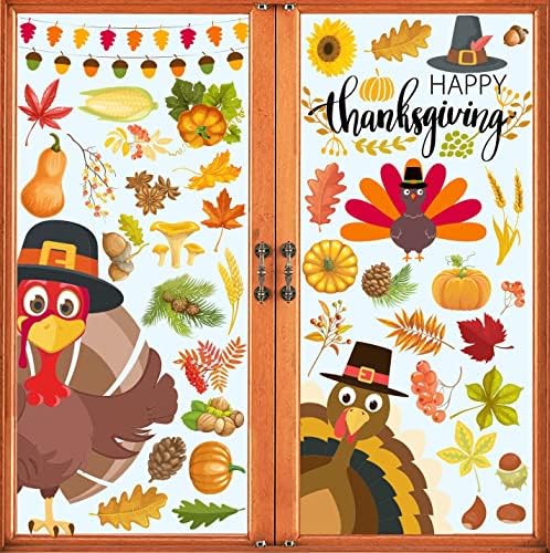 Thanksgiving Window Clings Fall Turkey Decorations Window Stickers Decals