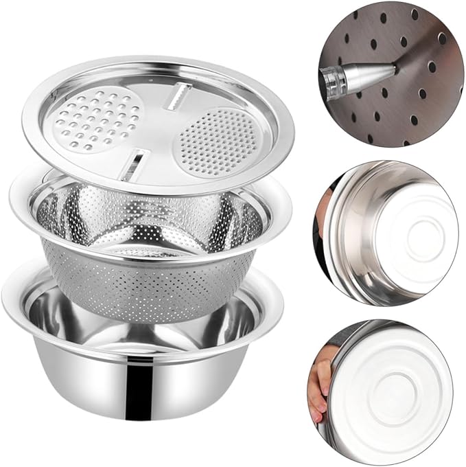 SECFOU Ergonomic Vegetable Slicer Peeler Grater Basin for Kitchen Food Strainer