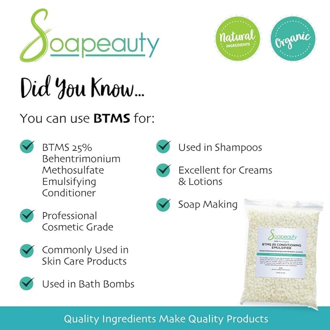 Soapeauty BTMS-25 (Behentrimonium Methosulfate & Cetearyl Alcohol) | Conditioning Emulsifier for Hair Care & Leave-In Formulations | 4 oz