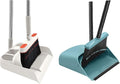 JEHONN Broom and Dustpan Set for Home Room Kitchen Office, Long Handle Lightweight 180 Degree Rotating Broom, Upright Standing Dust Pan with Comb Teeth